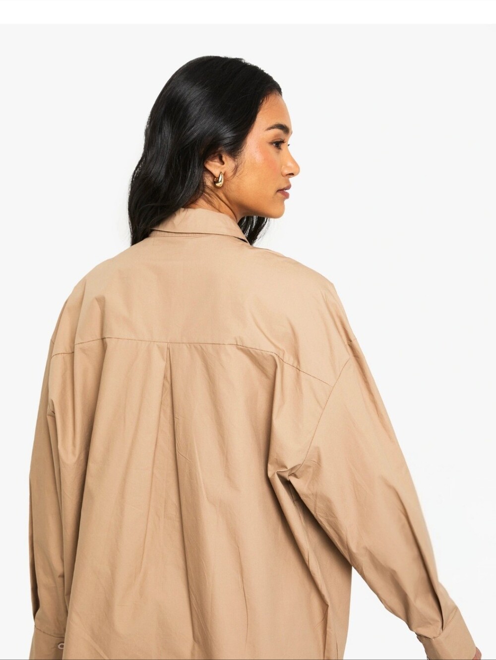 Maeve by Anthropologie Taupe Button Up Oversized Blouse Sz 1X - Picture 4 of 13